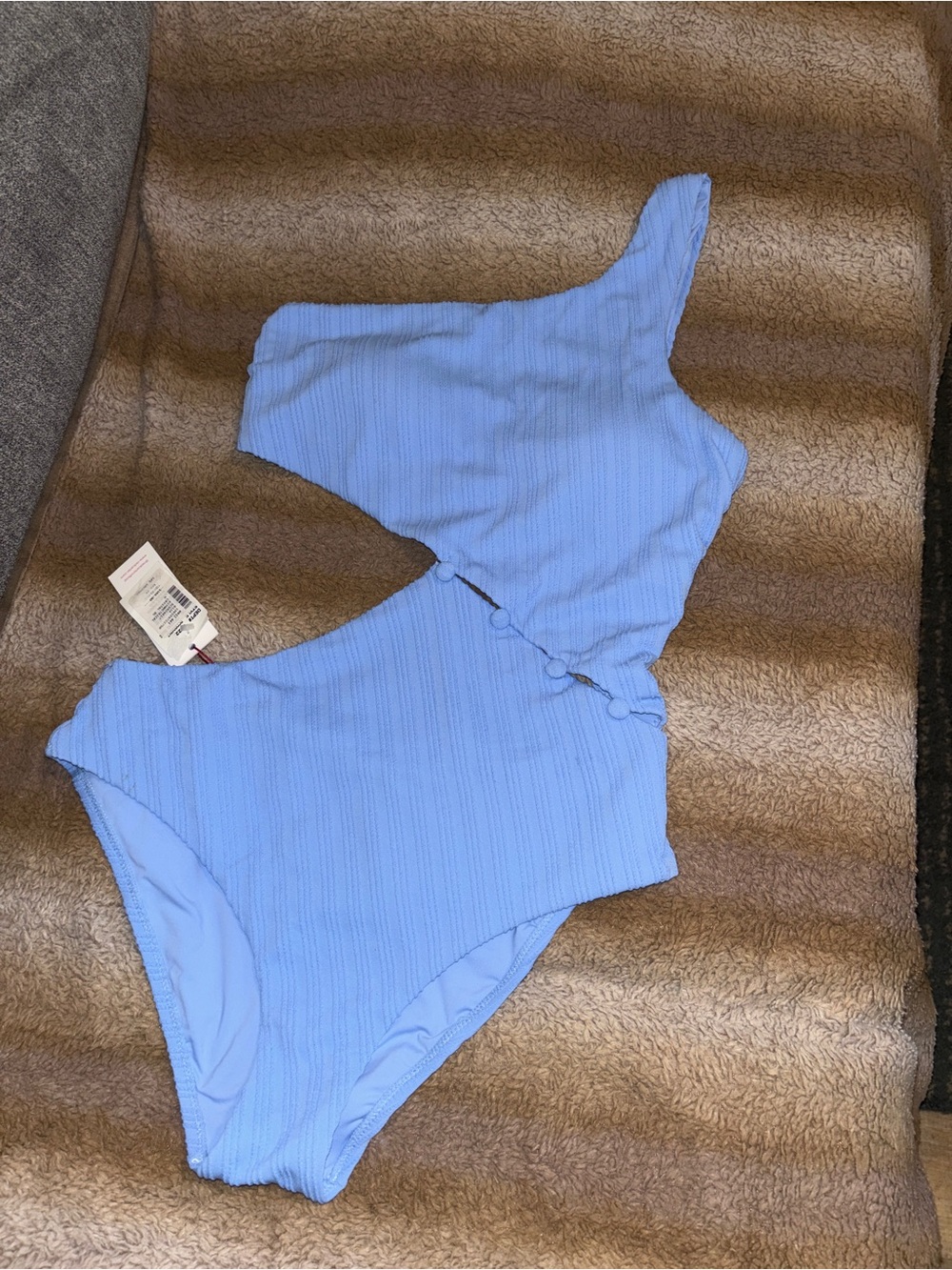 Red Carter One-Shoulder Cutout One-Piece Swimsuit in Light Blue M $168 BNWT - Picture 3 of 10
